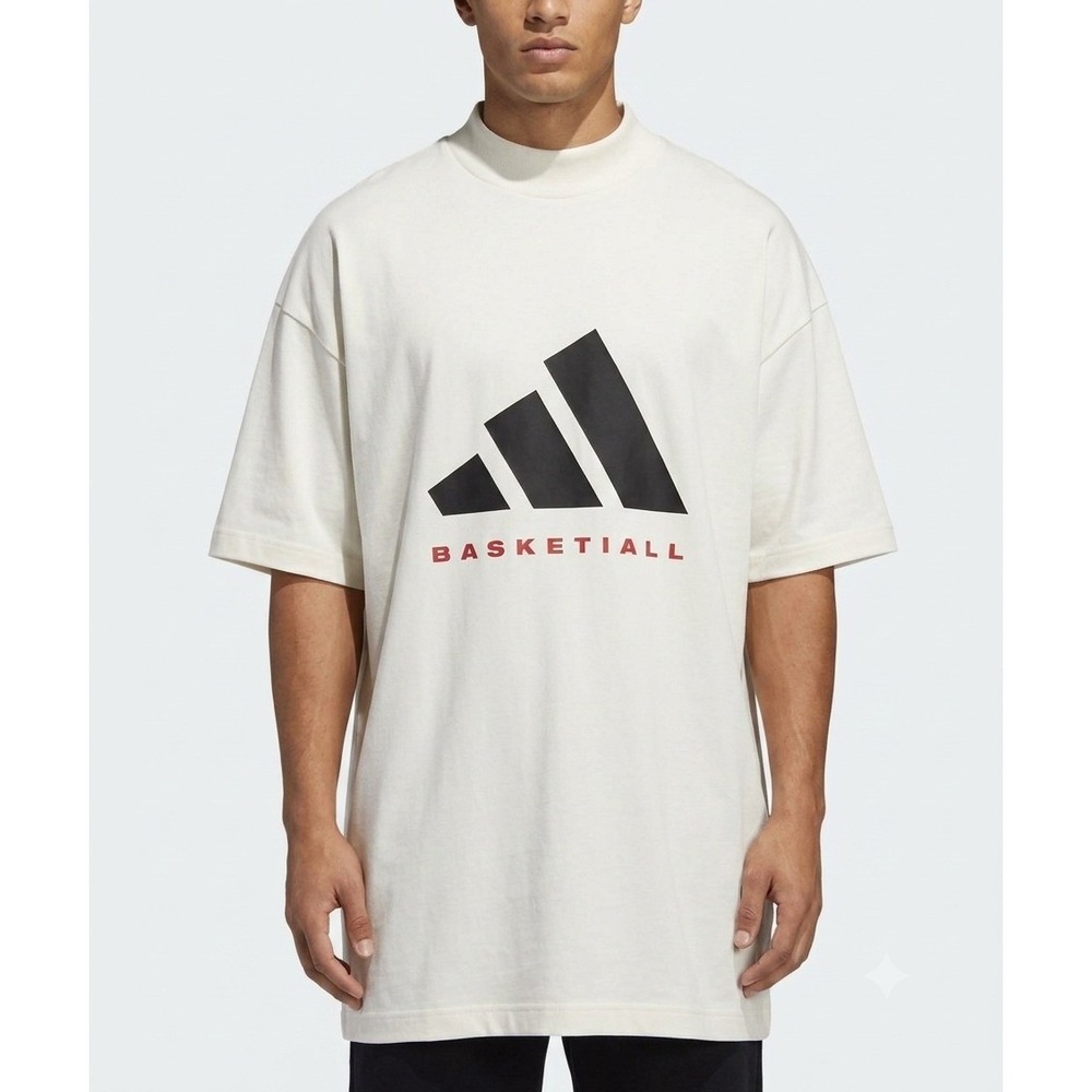 Adidas Basketball One Cotton Jersey‎ T-Shirt Cloud White XL Oversized Tee